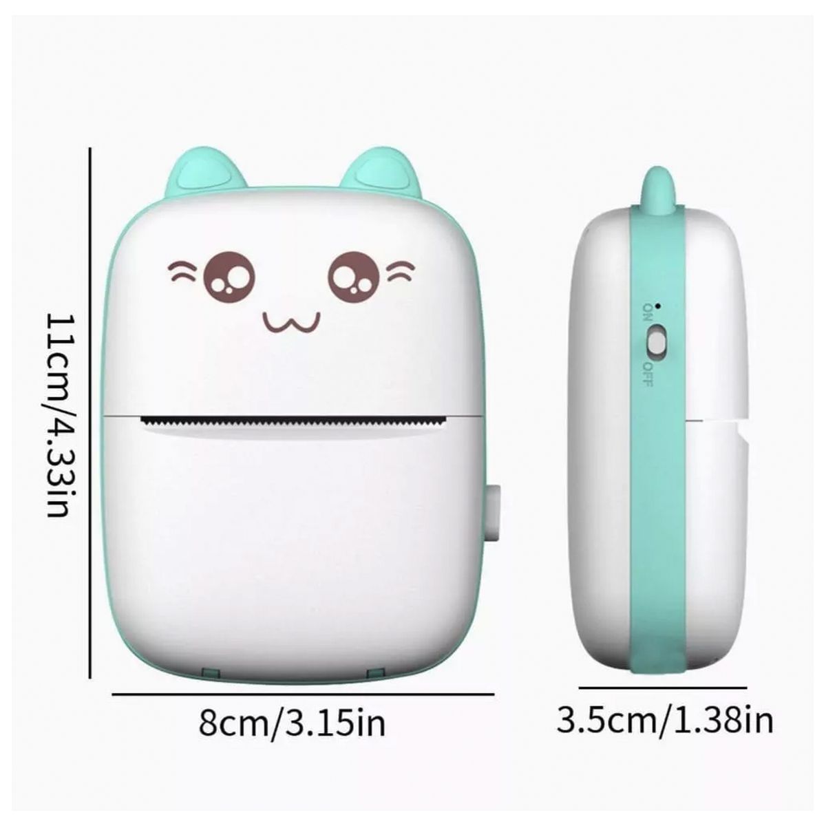 NO LOGO - Mini Impresora Térmica Portátil Bluetooth Gatito + 11 Rollos celeste