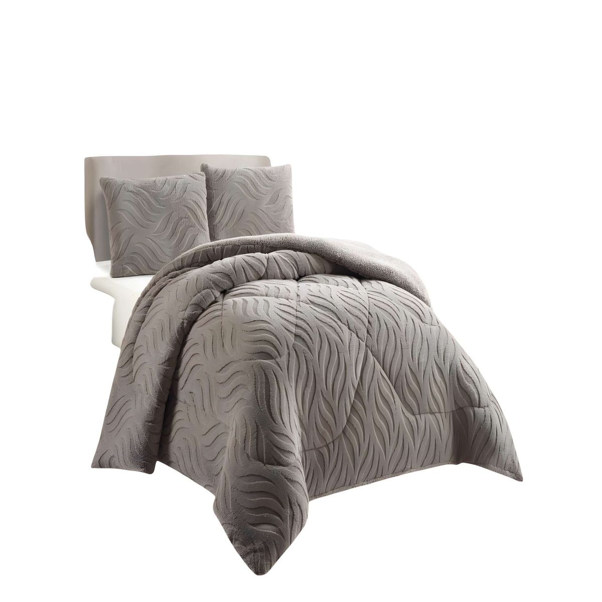 GENERICO - COBERTOR DE INVERNO TEXTURIZADA DISEÑO 02 2 PLAZAS GRIS