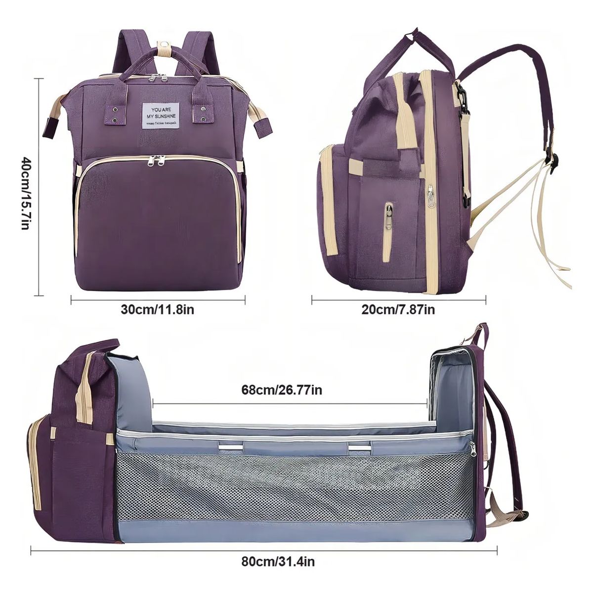 MOVI - Bolso Pañalera Multifunción 3 en 1 para Bebé con Cuna y Mudador- NIÑA