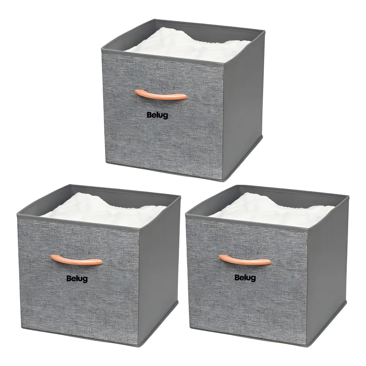 GENERICO - Cajas Organizadoras Plegables Carry All Pack 3 Cubo Gris Tela Poliéster 30x30x30 cm BELUG