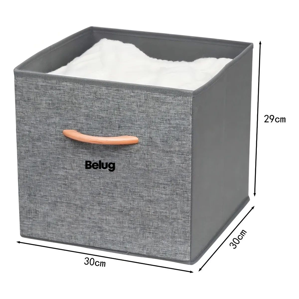 GENERICO - Cajas Organizadoras Plegables Carry All Pack 3 Cubo Gris Tela Poliéster 30x30x30 cm BELUG