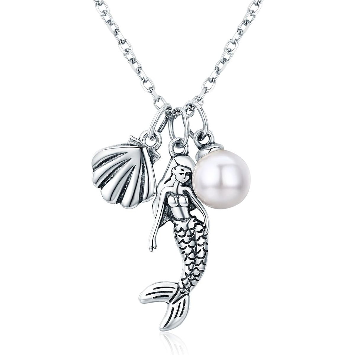 VOUSEZ - Collar plata 925 sirena perla mar mujer regalo