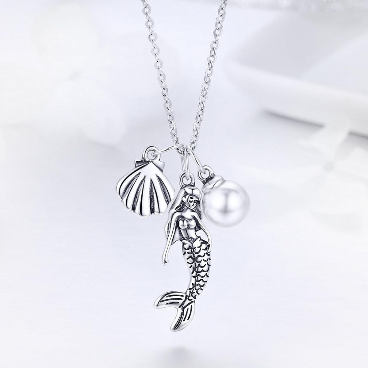 VOUSEZ - Collar plata 925 sirena perla mar mujer regalo