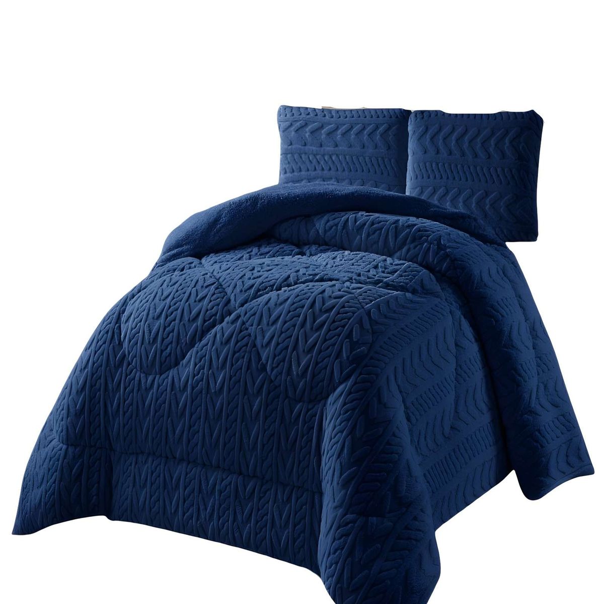 GENERICO - COBERTOR TEXTURIZADA DE INVIERNO DISEÑO 01 2 PLAZAS AZUL OSCURO