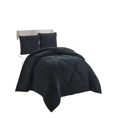 GENERICO - COBERTOR TEXTURIZADA DE INVIERNO DISEÑO 02 KING NEGRO