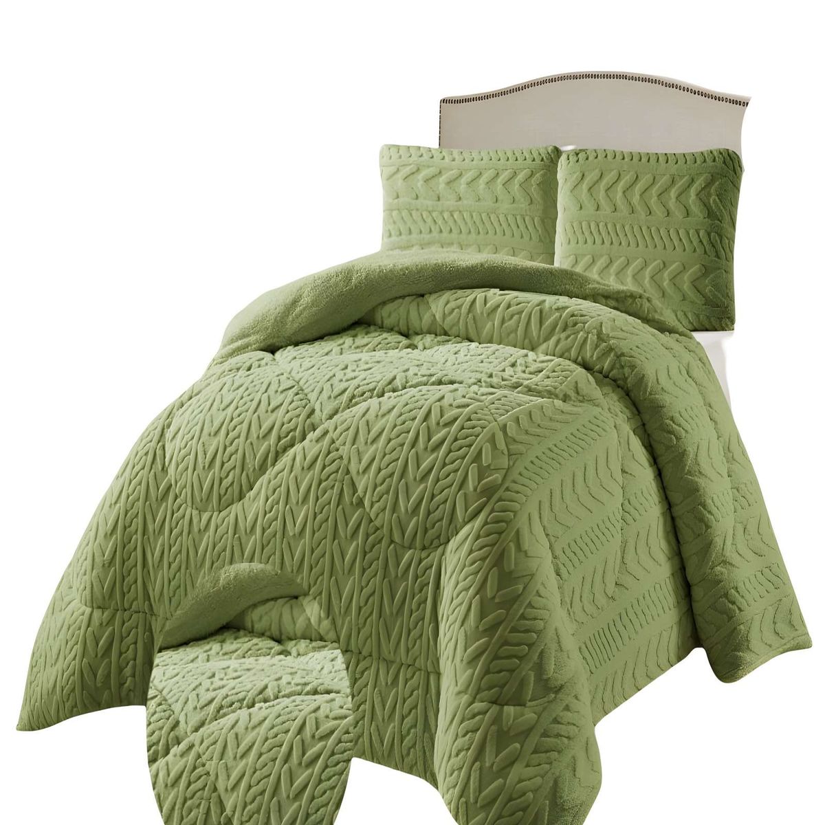 GENERICO - COBERTOR DE INVERNO TEXTURIZADA KING DISEÑO 01 VERDE