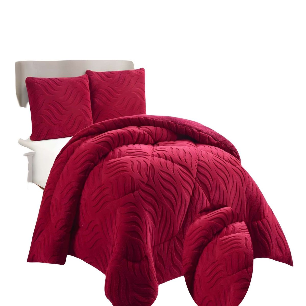 GENERICO - COBERTOR DE INVERNO TEXTURIZADA 2 PLAZAS DISEÑO 02 ROJO