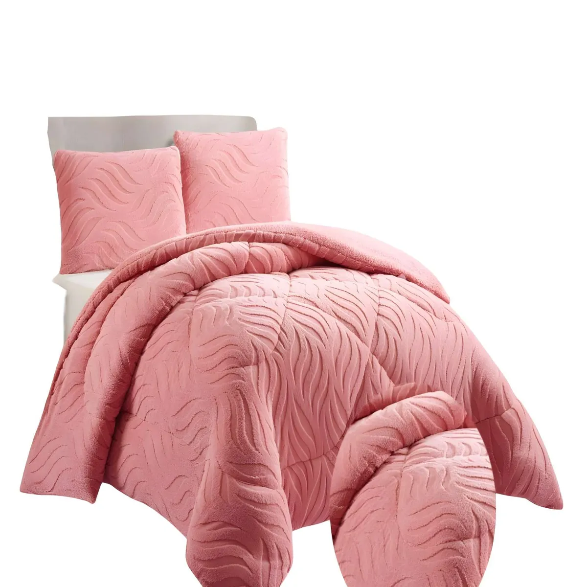 GENERICO - COBERTOR DE INVERNO TEXTURIZADA 2 PLAZAS DISEÑO 02 ROSA