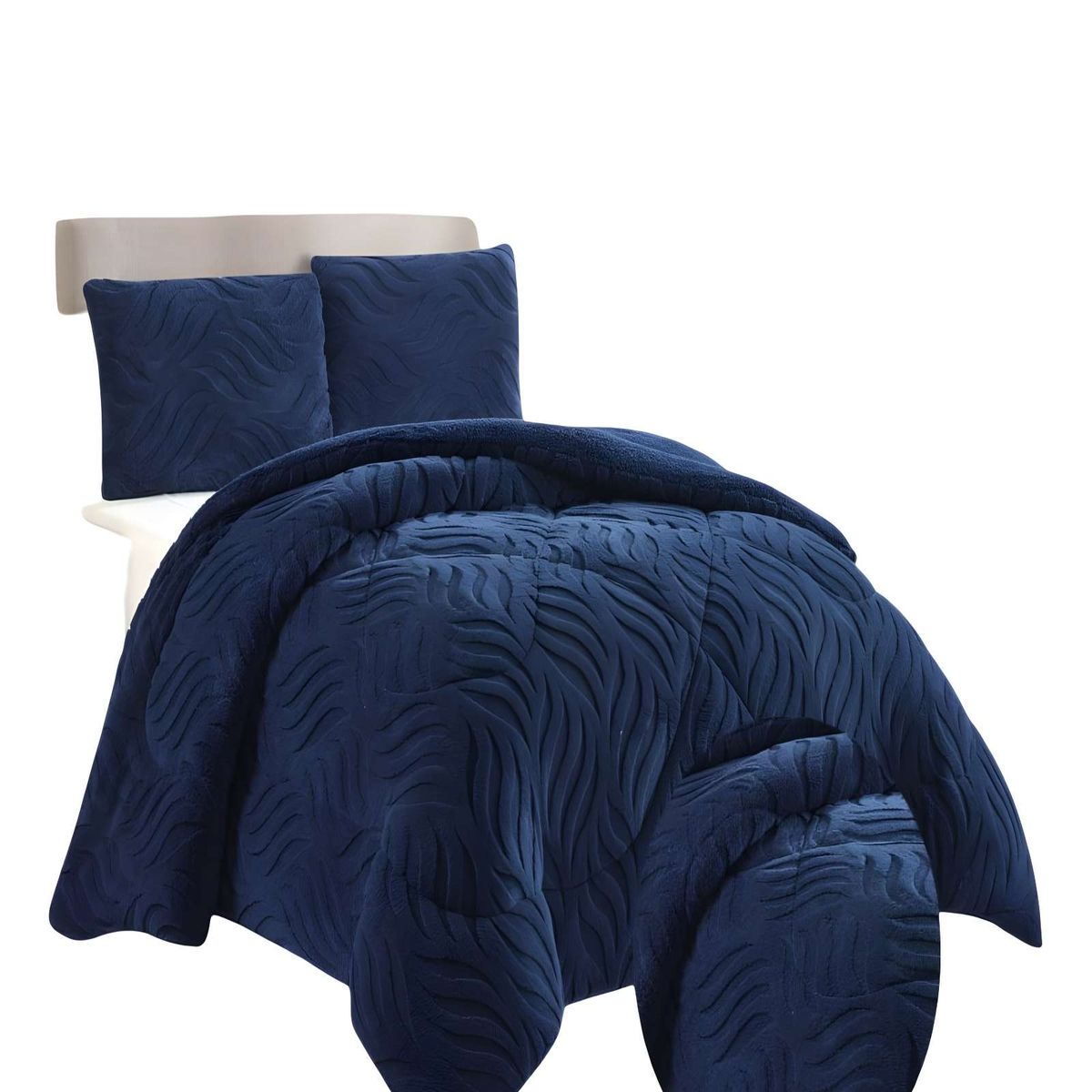 GENERICO - COBERTOR DE INVERNO TEXTURIZADA 2 PLAZAS DISEÑO 02 AZUL OSCURO