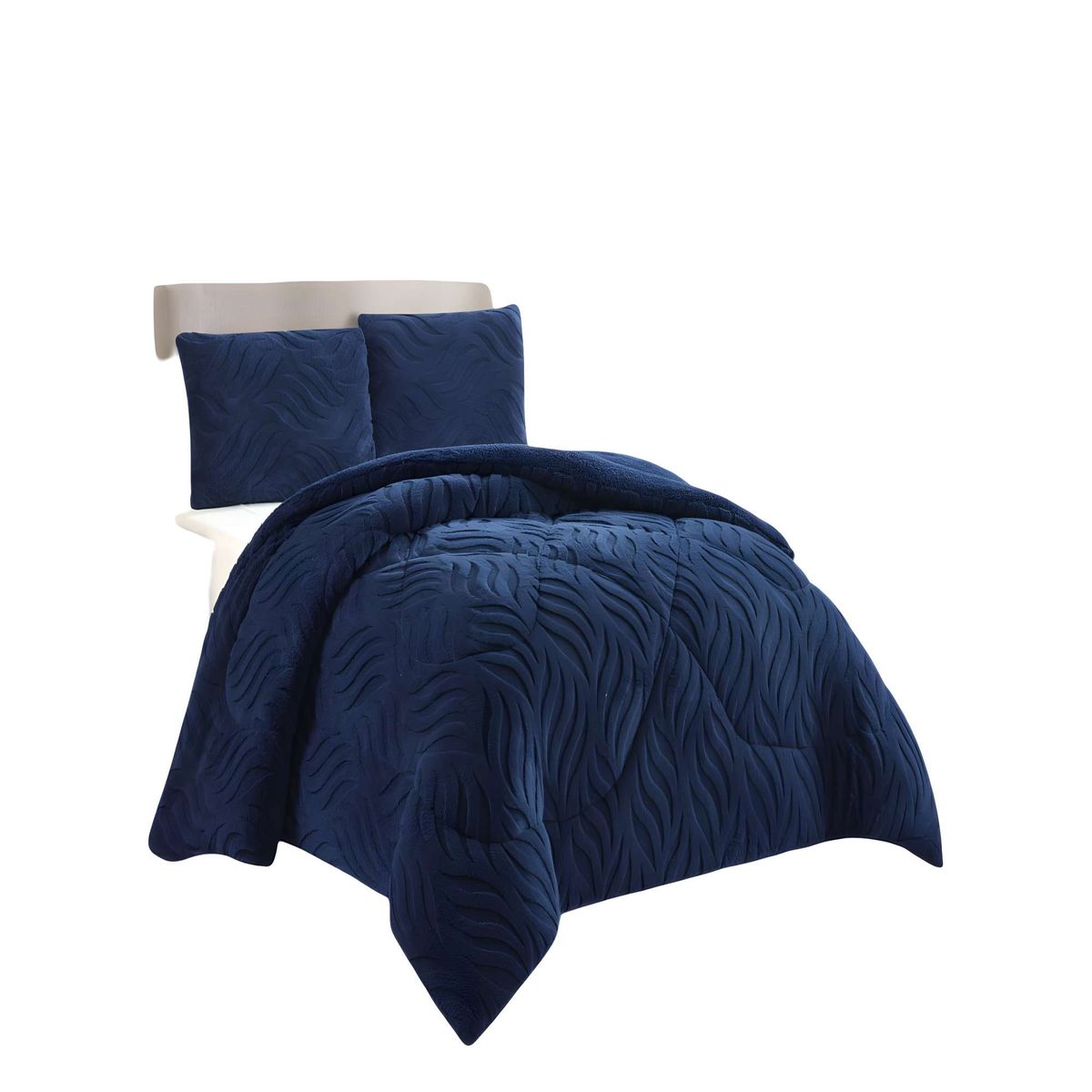 GENERICO - COBERTOR DE INVERNO TEXTURIZADA KING DISEÑO 02 AZUL OSCURO