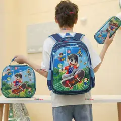 UTILISIMO - Mochila Escolar Bolso Con Efecto 3D Estuche + Lonchera 40 Cm Poliéster Niño Skate Hero