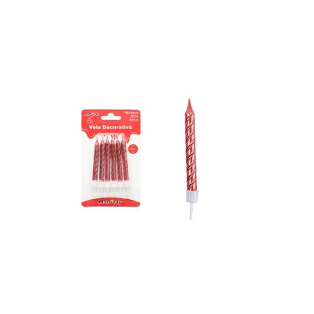 GENERICO - Vela espiral rojo metálico 9cm 6pcs