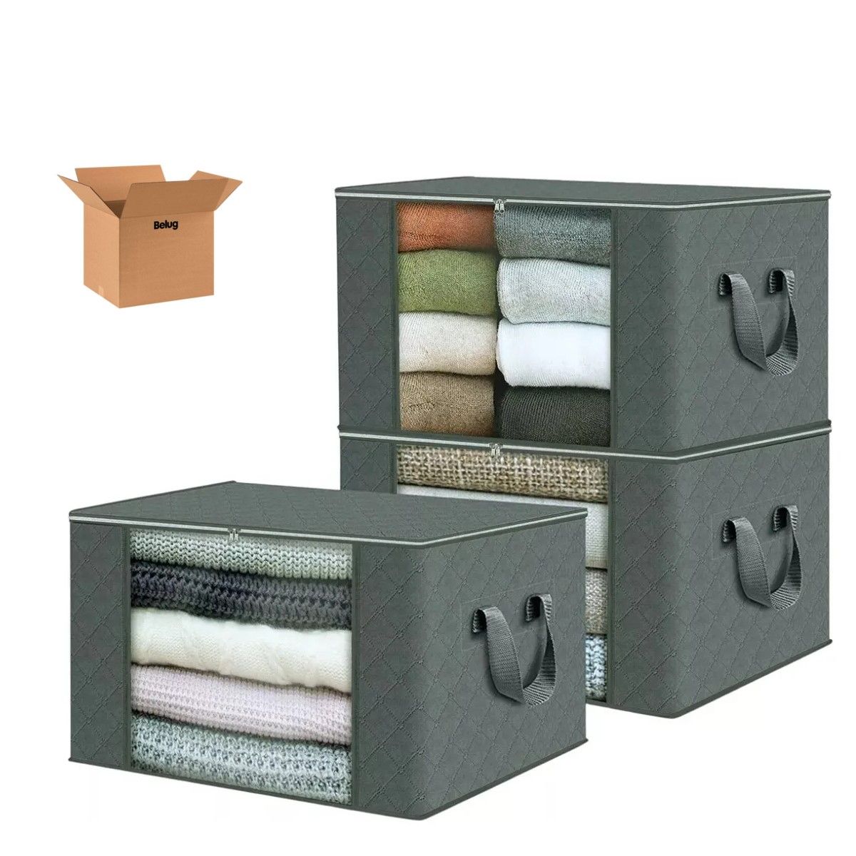 GENERICO - 3 Unidades Organizador De Bolsas De Almacenamiento De Ropa GRIS BELUG