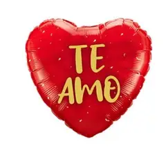GENERICO - Globo metálico corazón rojo te amo 45cm