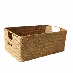 GENERICO - Cesta Organizadora Mimbre Almacenamiento Decoracion 30x20x10 Beige BELUG