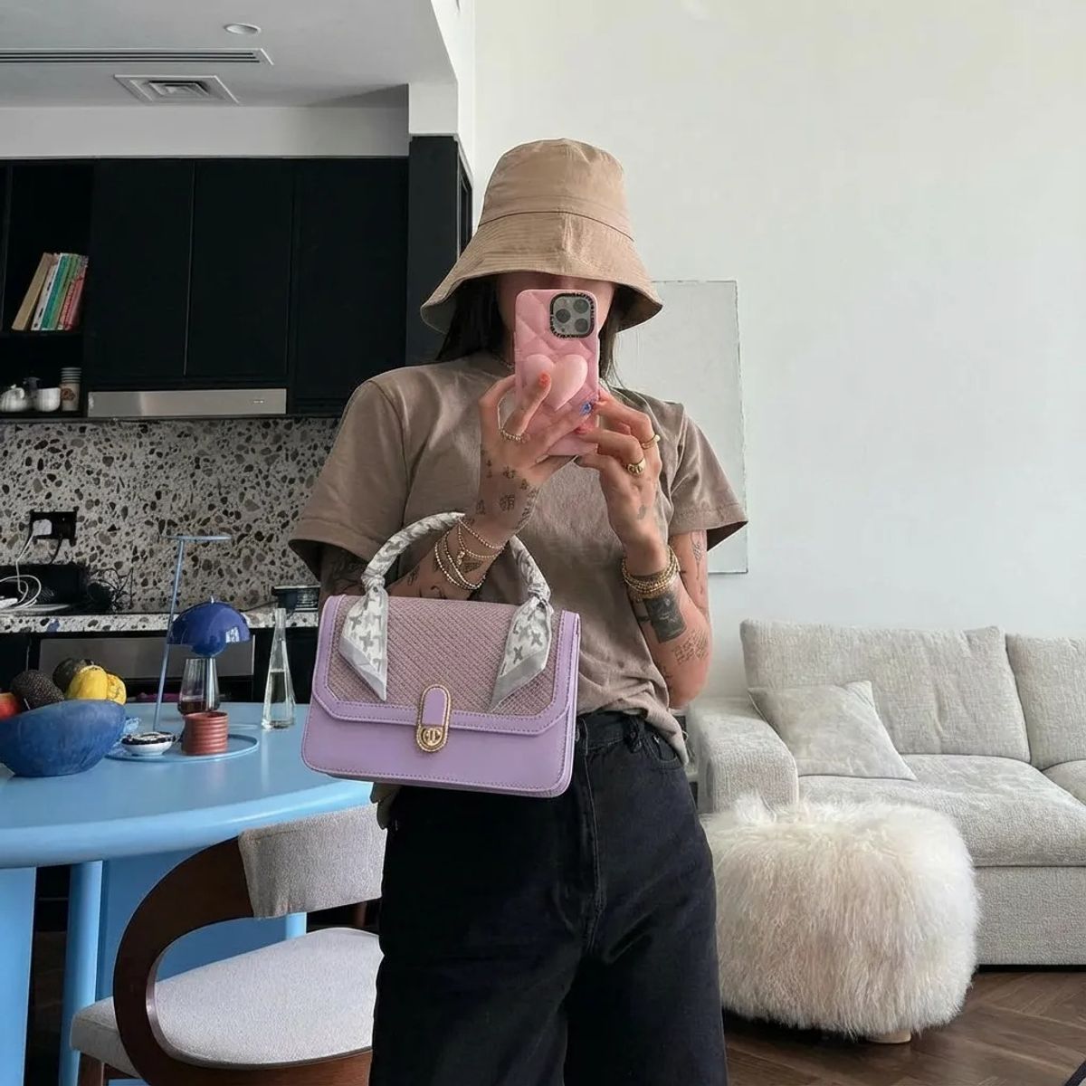 BOVINITA - Cartera Mujer Bandolera De Mano Lila Correa Ajustable Cute