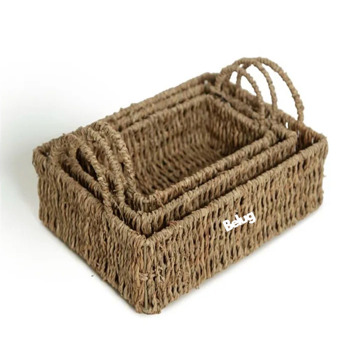 GENERICO - Canasto Organizador Deco Adorno Set De 3 Fibras Naturales Marrón BELUG