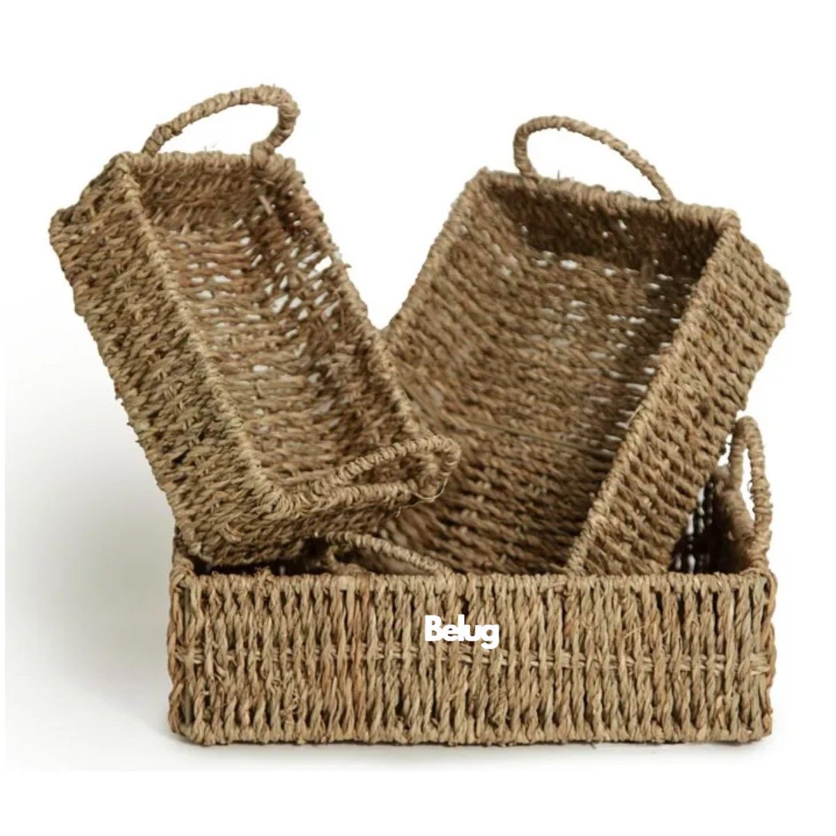 GENERICO - Canasto Organizador Deco Adorno Set De 3 Fibras Naturales Marrón BELUG