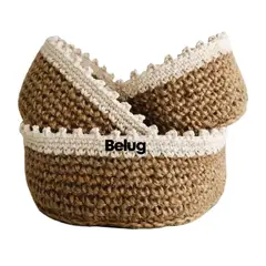 GENERICO - Set 3 Cesta Tejidas Yute Y Algodón Marrón MARRON BELUG