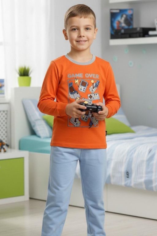 Pijama Nino Game Over Naranja 4