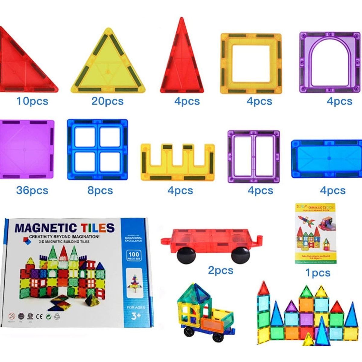 TOYUN TOYUN - Juego De Bloques De Construcción Magnéticos 3d 100 Piezas
