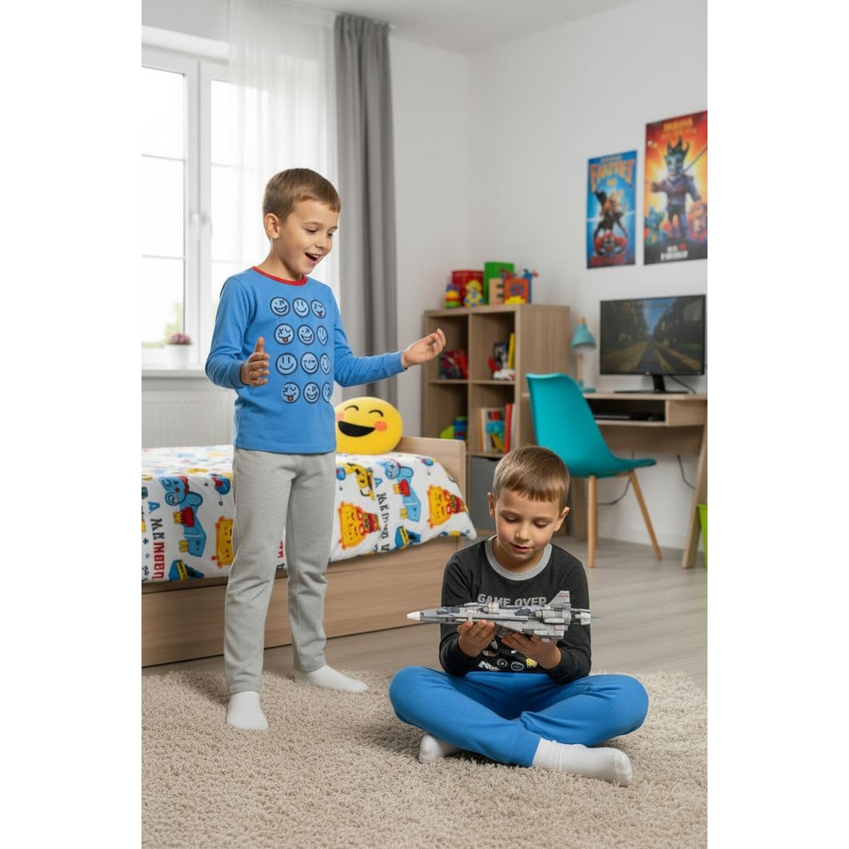 KOWHAI - Pack 2 Pijamas Algodón Niño Estampado Smile-Game