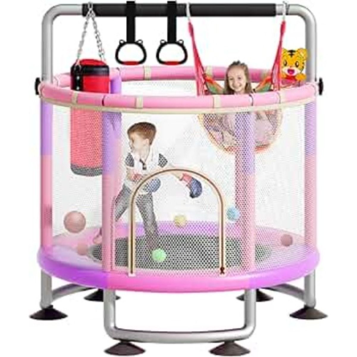 EASY FIT - Cama Elastica Trampolin Multifuncional 150x120 Rosada