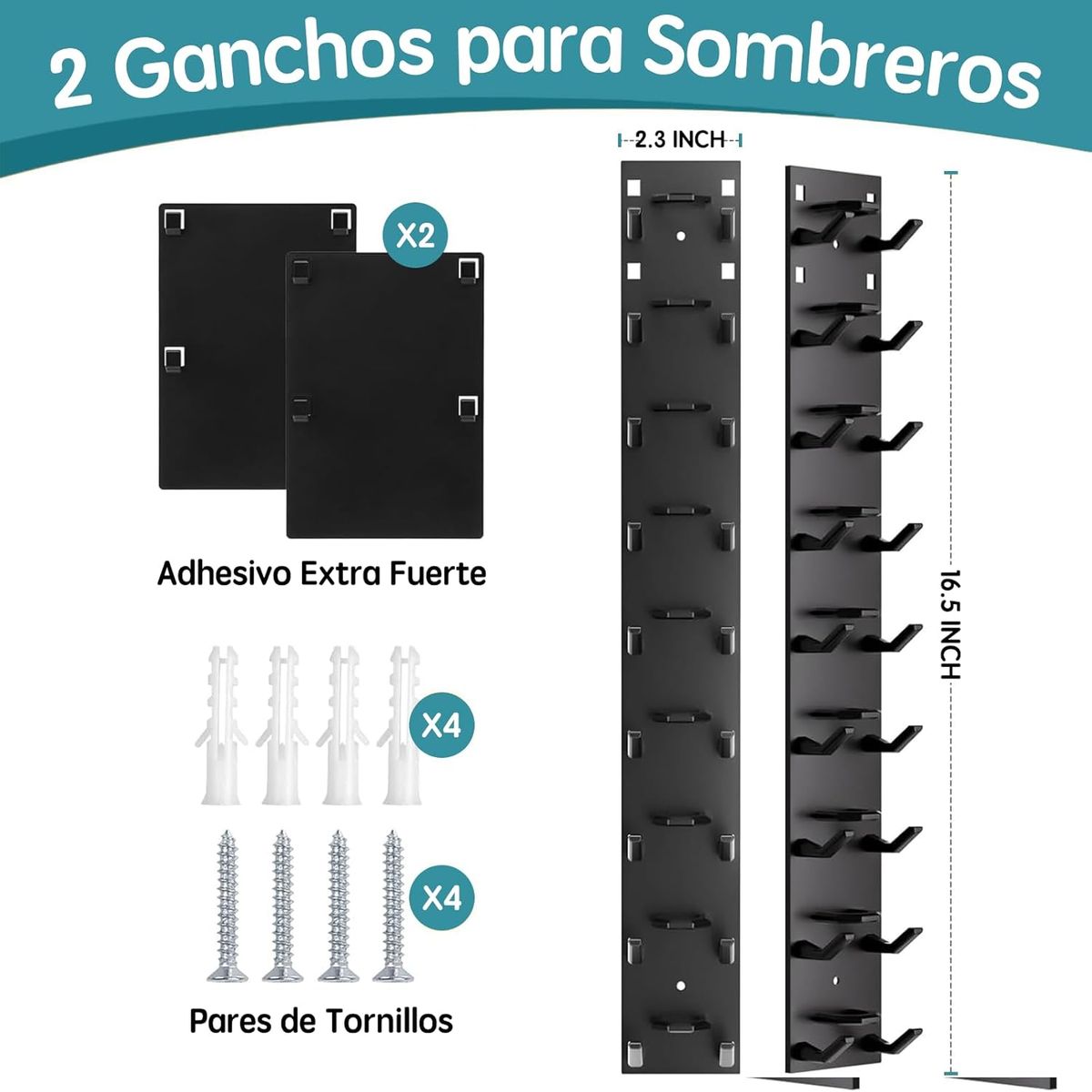 KUANGYE - 2 Pcs Gancho Organizador De Gorras Para Pared Percheros Porta