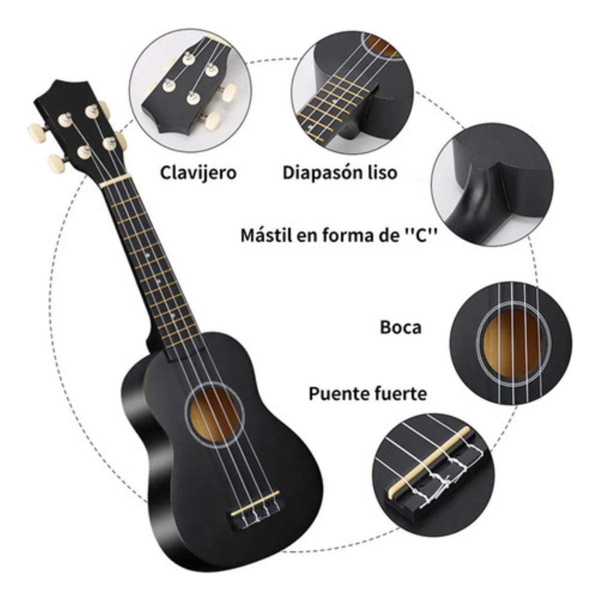 U BUY - Ukeleles Soprano Concierto 21 Pulgadas + Funda + Accesorios