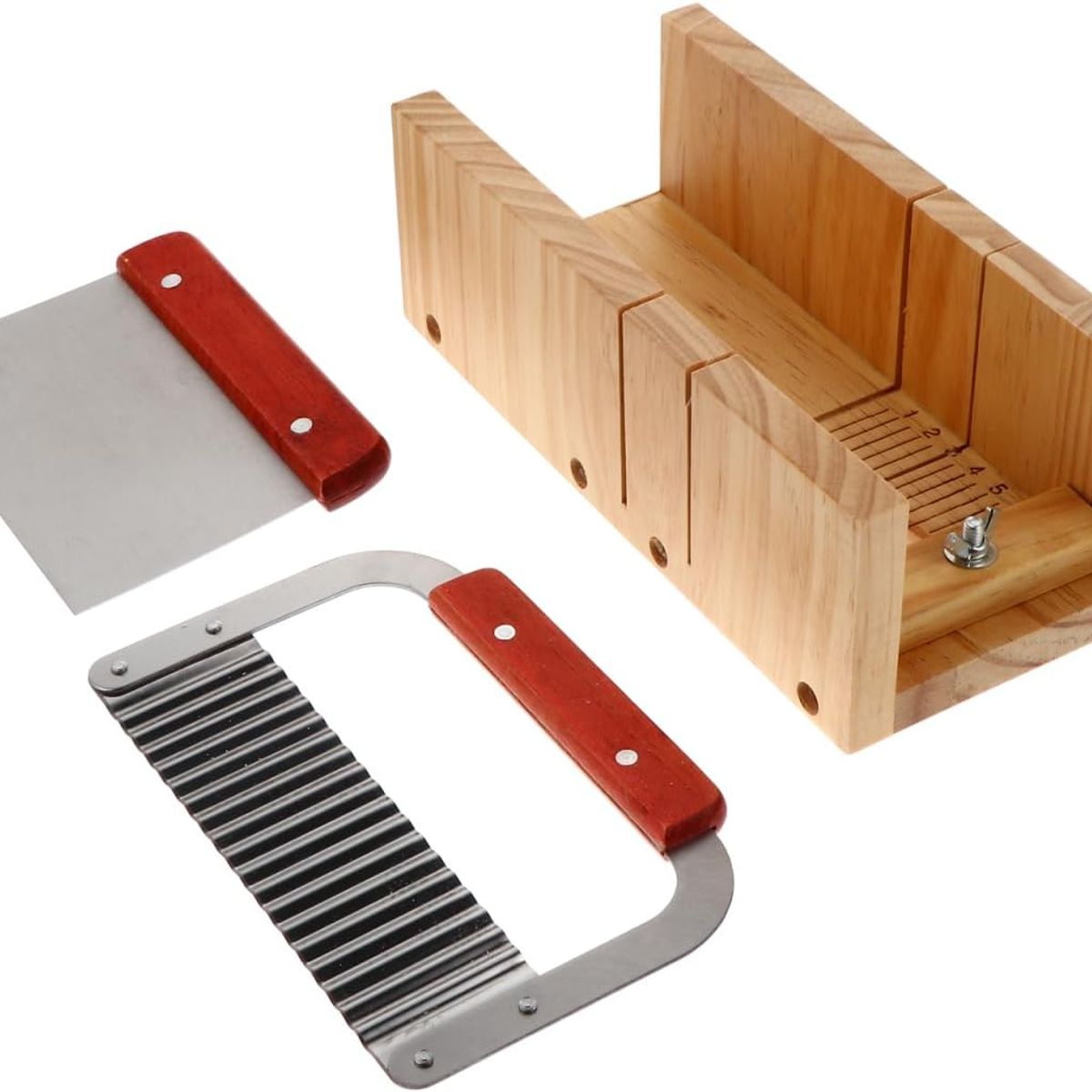 KUANGYE - Molde De Madera Para Jabón Con Cortador + 2 Cuchillas