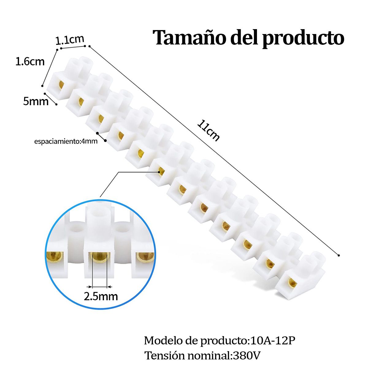 DEKANO - Regleta de Conexión 0.75-2.2 mm Blanca 12 Bornes