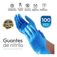 ABENA - Guantes de Nitrilo Examen médico Sin Polvo Azul Talla M Multiusos