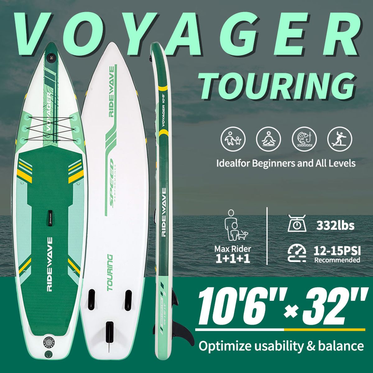 GENERICO - Stand Up Paddle Doble Capa 10.6 Triple Quilla