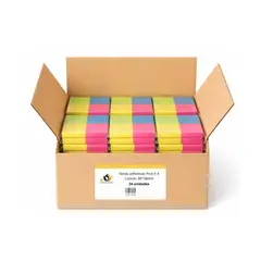 GENERICO - Notas adhesivas Post It 4 colores 38mm*38mm - Caja 24 uds