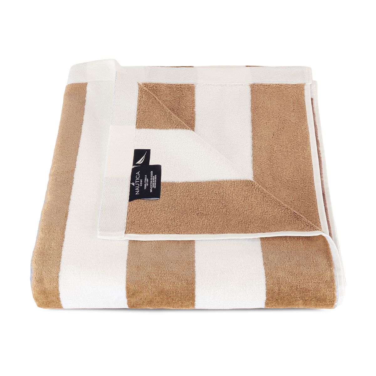 NAUTICA - 2 Toallas de Playa Nautica Home 100% algodón 163x81cm CABANA beige