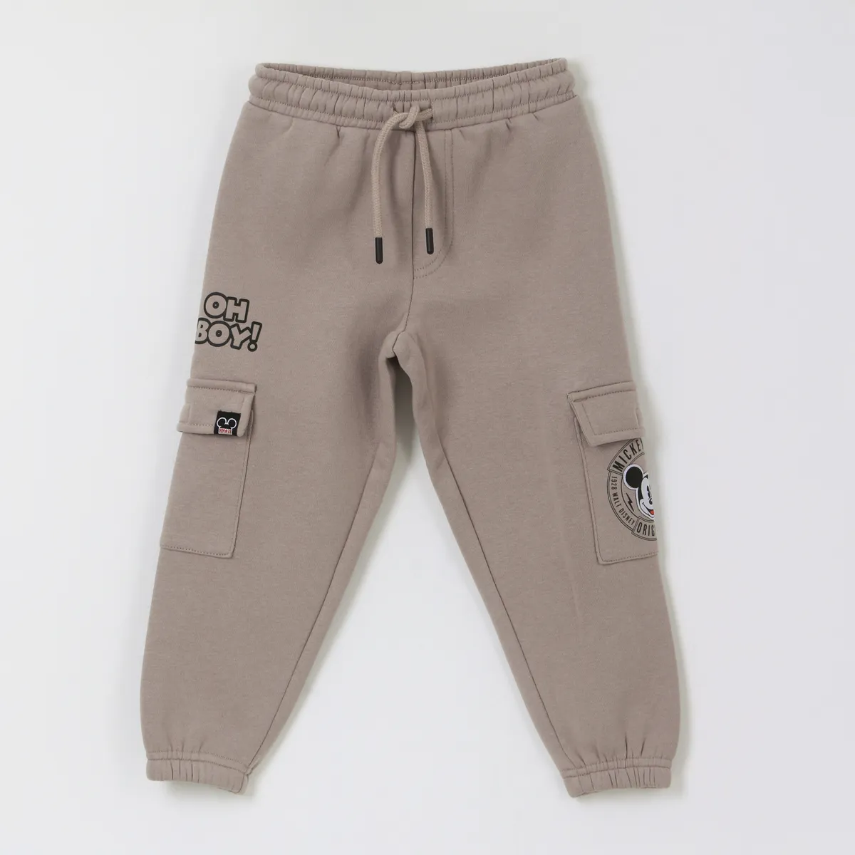 DISNEY - Pantalón de Buzo Niño Bolsillos Laterales Mickey Café Disney
