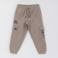 Pantalón de Buzo Niño Bolsillos Laterales Mickey Café