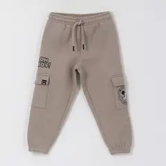 DISNEY - Pantalón de Buzo Niño Bolsillos Laterales Mickey Café