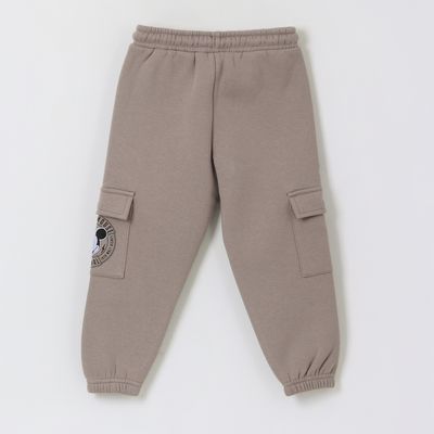 Imagen 2 del producto Pantalón de Buzo Niño Bolsillos Laterales Mickey Café