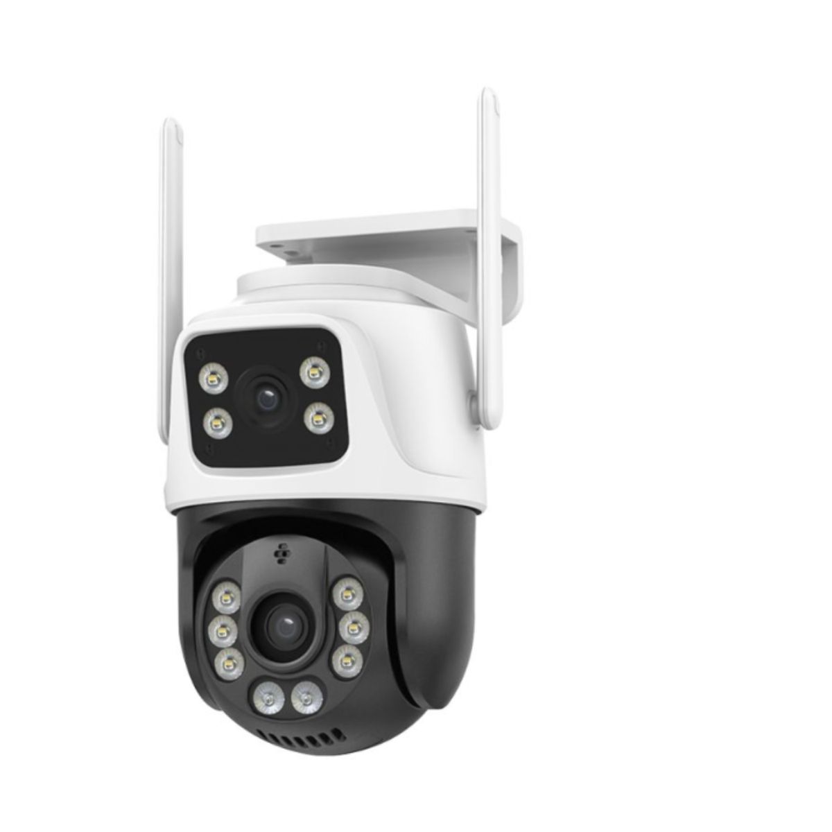 GENERICO - Camara De Seguridad Doble Ip66 2 Antena Wi-fi 360° App Icsee Blanco