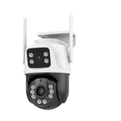 GENERICO - Camara De Seguridad Doble Ip66 2 Antena Wi-fi 360° App Icsee Blanco
