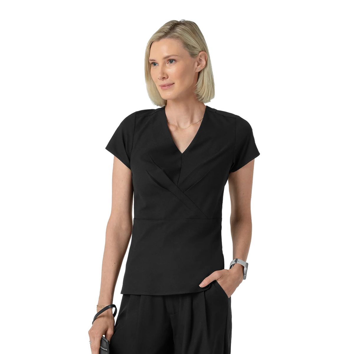 WONDERWINK - BLUSA CLÍNICA MUJER ESCOTE V 6266 BLACK