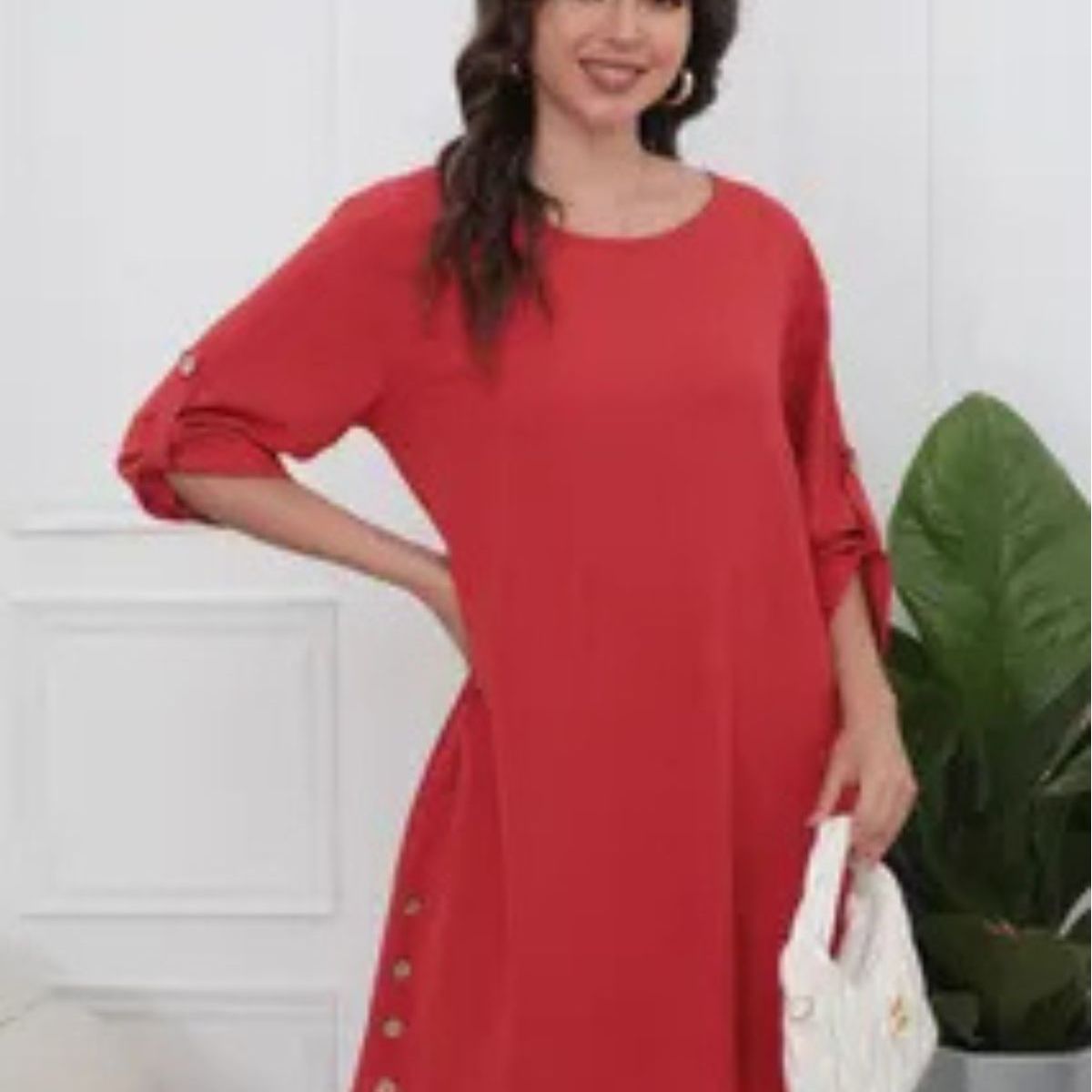 LOOK SHOP - Vestido Corto Mujer Algodón. Caída Liviana. Colores Lisos 0071