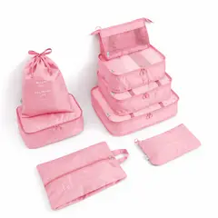 GENERICO - Set Organizador de Maleta Premium - 7 Piezas - Rosado