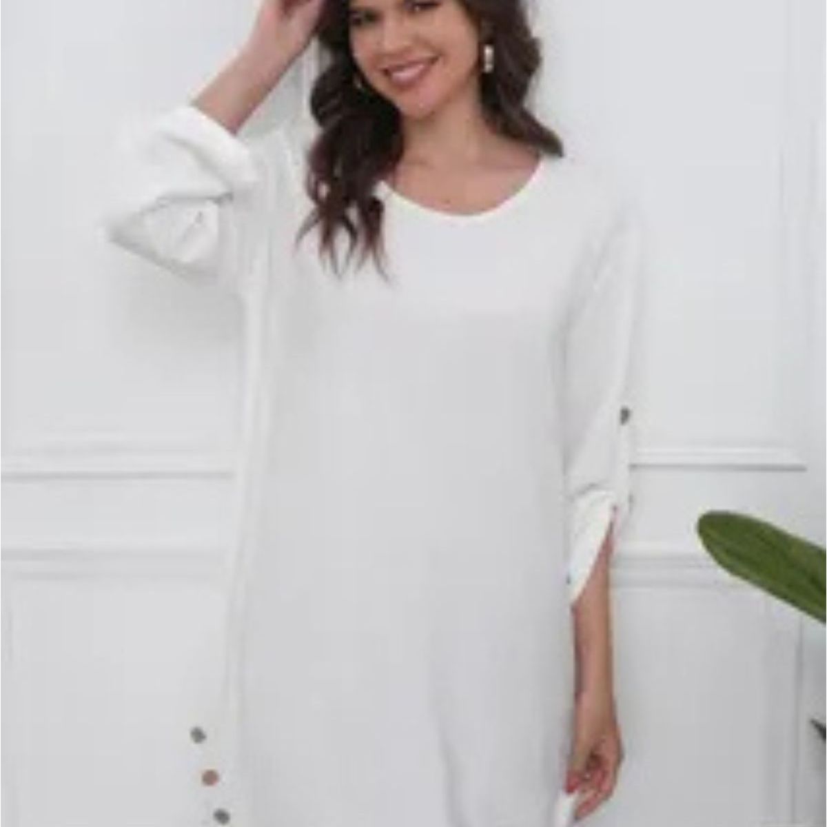 LOOK SHOP - Vestido Corto Mujer Algodón. Caída Liviana. Colores Lisos 0071