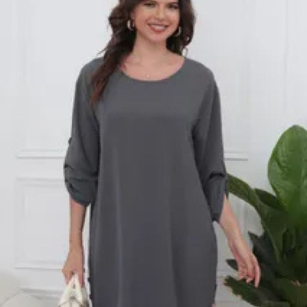 LOOK SHOP - Vestido Corto Mujer Algodón. Caída Liviana. Colores Lisos 0071