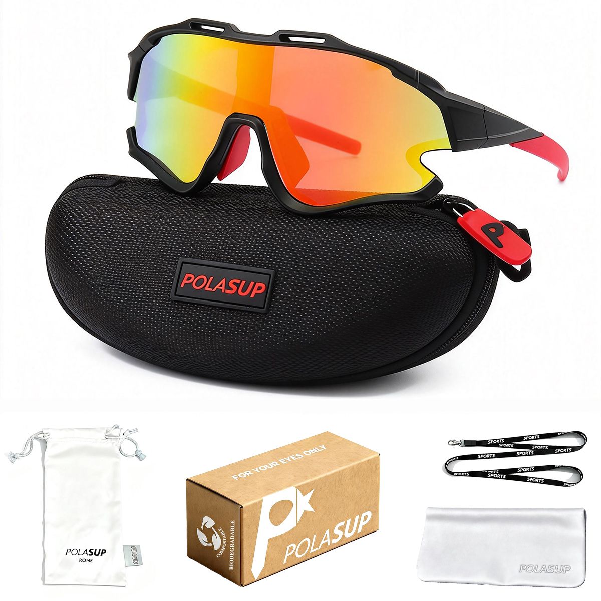 POLASUP - Lentes de Sol POLASUP Deportivos Polarizados UV400 9958P Unisex correr ciclismo