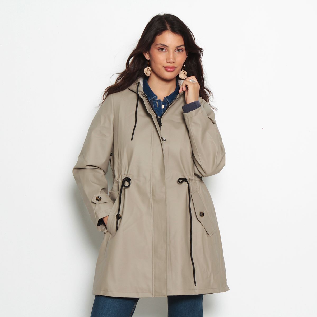 WADOS - CHAQUETA MANGA LARGA CON CAPUCHA CINTURA AJUSTABLE Y BOLSILLOS