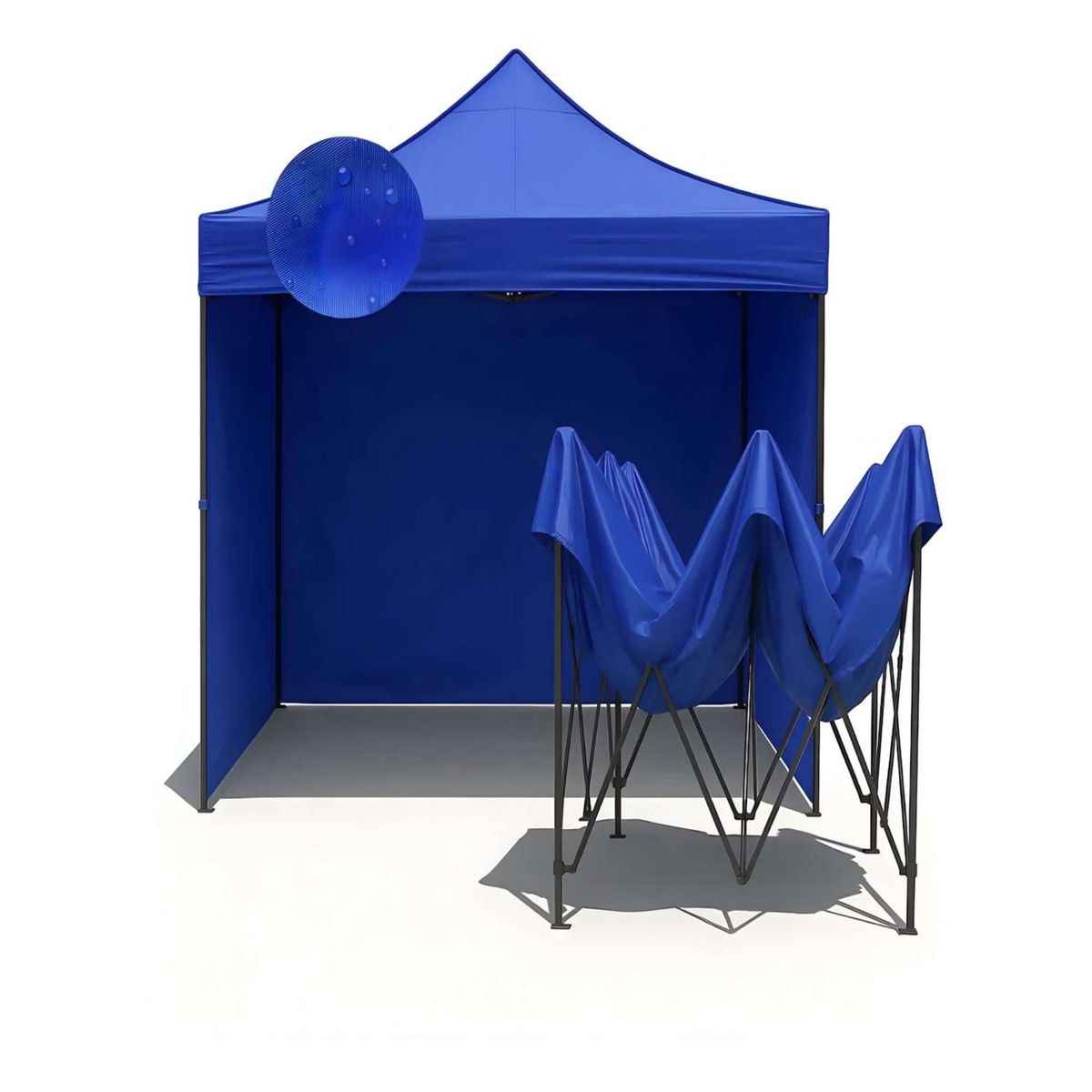 GENERICO - Toldo Plegable Más Laterales Azul Carpa Filtro Uv