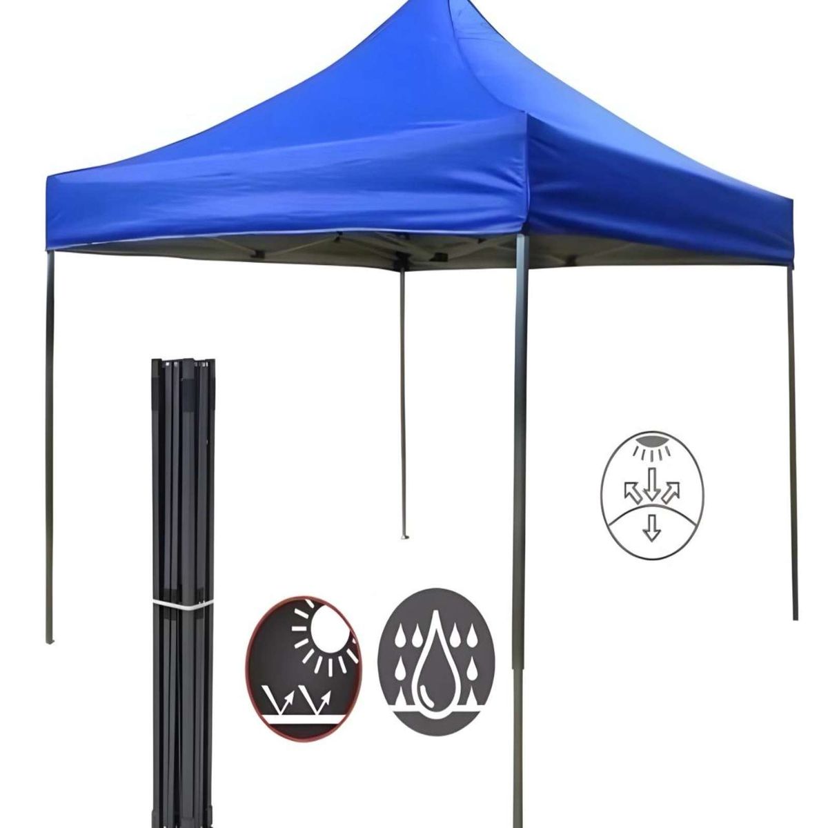 GENERICO - Toldo Plegable Más Laterales Azul Carpa Filtro Uv